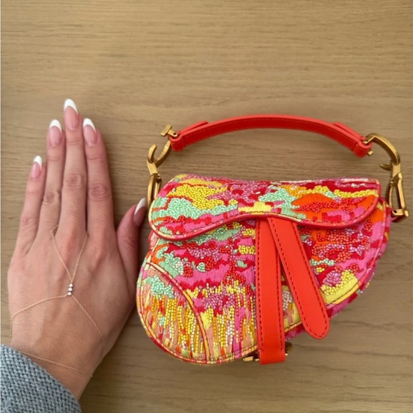 Dior Multicolor Mini Beaded Saddle Bag - Picture 3 of 5